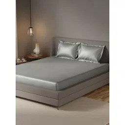 Bedbathandbliss Grey Satin 300 TC King Bedsheet Set 2.54 m x 2.54 m-picture-30