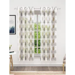 Bedspun Cosmo White & Black 2 Pieces Floral Sheer Window Curtains-picture-28