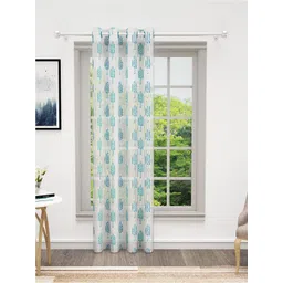 Bedspun Cosmo White & White Floral Printed Sheer Door Curtain-picture-28