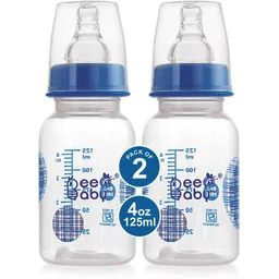 beebaby Basic Slim Neck Baby Feeding Bottle with Anti-Colic Nipple, BPA FREE, 4M+, - 125 ml-picture-13