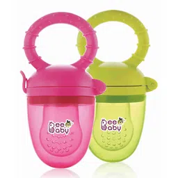 Beebaby Fruttino Silicone Fruit Nibblers Pack of 2 - Pink & Green-image-6