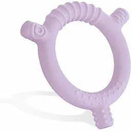 BeeBaby Soft Silicone Ring Teether for 3-6 Months with Carrying Case, BPA Free Teething Toy for Babies with Textured Surface for Soothing Gums. 100% Food Grade (Ring - Violet)-picture-15