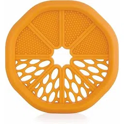 BeeBaby Orange Slice Shape Soft Silicone Teether for 3-6 Months with Carrying Case, BPA Free Teething Toy for Babies with Textured Surface for Soothing Gums. 100% Food Grade (Orange Slice)-picture-16