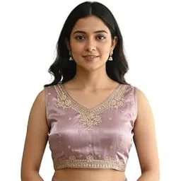 beegbest creation Women’s Embroidered Silk-Blend Readymade Blouse | Sleeveless V-Neck with Back Hook | Wedding, Festive Saree and Lehenga-picture-55