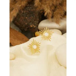 Beenth & Doneth Women Gold Plated Sun Rays Stud Earrings-picture-27