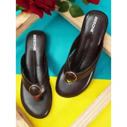 Beeone Women Striped Open Toe Flats image 3