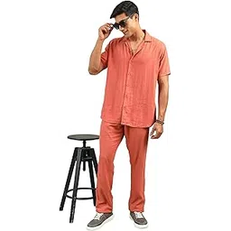 Men's Regular Fit Solid Half Sleev Co-ord Sets-image-15