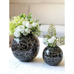 BEHOMA Home Collection Black Metal Textured Flower Vase - Set of 2-picture-31