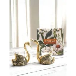 BEHOMA Home Collection Gold Metal Embossed Swan Gift Hamper - Set of 2-picture-22
