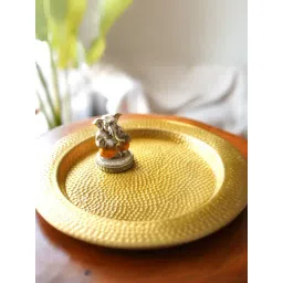 BEHOMA Home Collection Gold Metal Textured Platter-picture-10