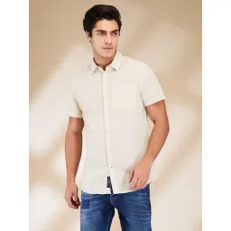 Being Human Beige Cotton Linen Regular Fit Solid Shirt-picture-21