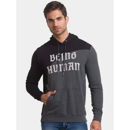 Being Human Black & Grey Cotton Regular Fit Printed Hooded Sweatshirts-picture-16