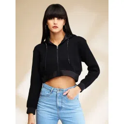 Being Human Black Regular Fit Crop Hoodie-picture-37