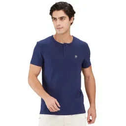 Being Human Blue Cotton Regular Fit Henley T-Shirt-picture-36