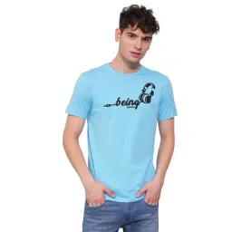 Being Human Blue Cotton Regular Fit Logo Printed T-Shirt-picture-17