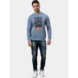 Being Human Blue Cotton Regular Fit Printed Sweatshirts image 5