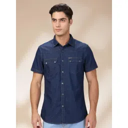 Being Human Blue Cotton Regular Fit Solid Shirt-picture-22