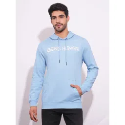 Being Human Blue Regular Fit Logo Printed Hooded Sweatshirt-picture-15