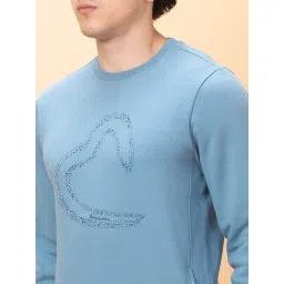 Being Human Blue Regular Fit Logo Printed Sweatshirt image 4
