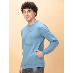 Being Human Blue Regular Fit Logo Printed Sweatshirt image 3