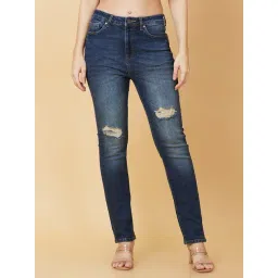 Being Human Dark Blue Distressed Mid Rise Jeans-picture-22
