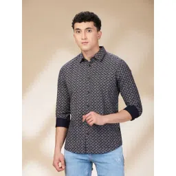 Being Human Dark Blue Slim Fit Printed Shirt-picture-29