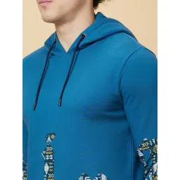 Being Human Dark Green Regular Fit Printed Hooded Sweatshirt image 5