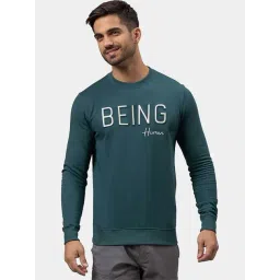 Being Human Forest Green Cotton Regular Fit Printed Sweatshirts-picture-38