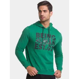 Being Human Green Cotton Regular Fit Printed Hooded Sweatshirts-picture-17