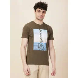 Being Human Green Cotton Regular Fit Printed T-Shirt image 1