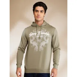 Being Human Green Regular Fit Printed Hooded Sweatshirt-picture-22