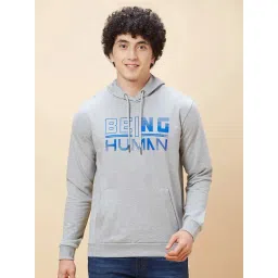 Being Human Grey Regular Fit Printed Hooded Sweatshirt-picture-32