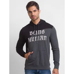 Being Human Men Black Printed Hooded Sweatshirt-picture-36