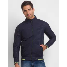 Being Human Men Navy Blue Camouflage Longline Bomber Jacket-picture-33