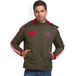 Being Human Men Olive Green Colourblocked Crop Open Front Jacket with Patchwork-picture-20