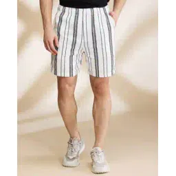 being human Men Regular Fit Striped Bermudas with Elasticated Waistband-picture-13