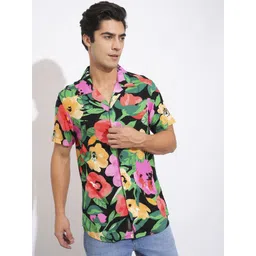 Being Human Men Spread Collar Floral Printed Cotton Slim Fit Casual Shirt-picture-40