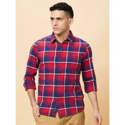 Being Human Navy & Red Slim Fit Checks Shirt-picture-48