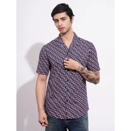Being Human Navy Blue Cotton Regular Fit Printed Shirt-picture-33