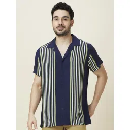 Being Human Navy Blue Viscose Regular Fit Stripes Shirt-picture-48
