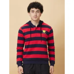 Being Human Navy Regular Fit Striped Hooded Sweatshirt-picture-27