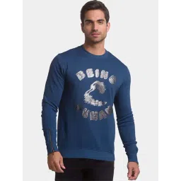 Being Human Ocean Blue Cotton Regular Fit Printed Sweatshirts-picture-16