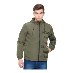 Being Human Olive Green Regular Fit Printed Hooded Jacket-picture-24