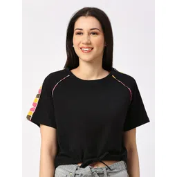 Being Human Round Neck Raglan Sleeves Boxy Fit Crop Cotton T-shirt-picture-34