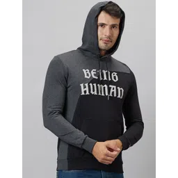 Being Human Typography Printed Hooded Long Sleeve Pullover Sweatshirt image 2
