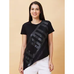 Being Human Typography Printed Round Neck Short Sleeves Crop Boxy T-shirt-picture-19