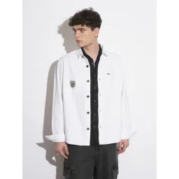 Being Human White Cotton Regular Fit Solid Shacket-picture-40
