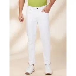 Being Human White Cotton Slim Fit Solid Jeans-picture-19