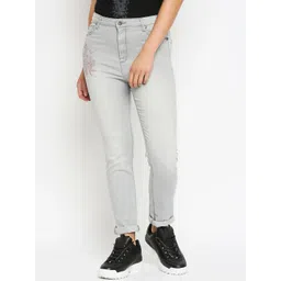 Being Human Woman Grey Slim Fit High-Rise Low Distress Heavy Fade Jeans-picture-11