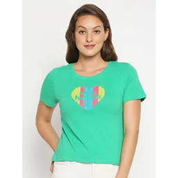 Being Human Women Green Graphic Printed Pure Cotton T-shirt-picture-25